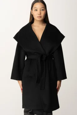 Twin-set Cappotto con Cintura e CappuccioNERO