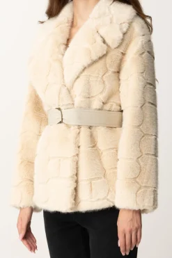 Twin-set Cappotto In Faux Fur con CinturaWHITE CREAM