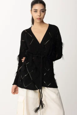 Twin-set Cardigan a Losanghe con PiumetteNERO