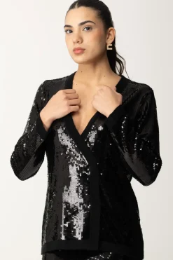 Twin-set Cardigan Doppiopetto Full PaillettesNERO