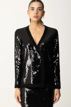 Twin-set Cardigan Doppiopetto Full PaillettesNERO