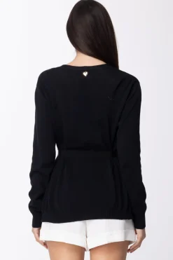 Twin-set Cardigan In Maglia con Inserti Stampati e FusciaccaBIC.NERO/ST.FIORE INDIANO NERO