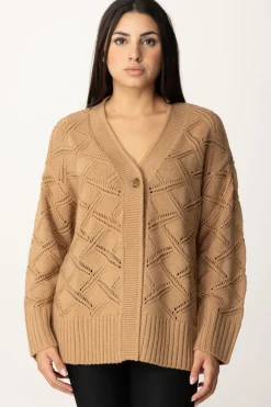 Twin-set Cardigan Lungo a LosangheCARAMEL CAMEL