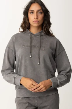 Twin-set Felpa con Cappuccio e Ricamo LogoBLACKENED PEARL