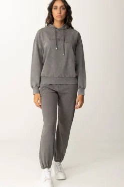 Twin-set Felpa con Cappuccio e Ricamo LogoBLACKENED PEARL