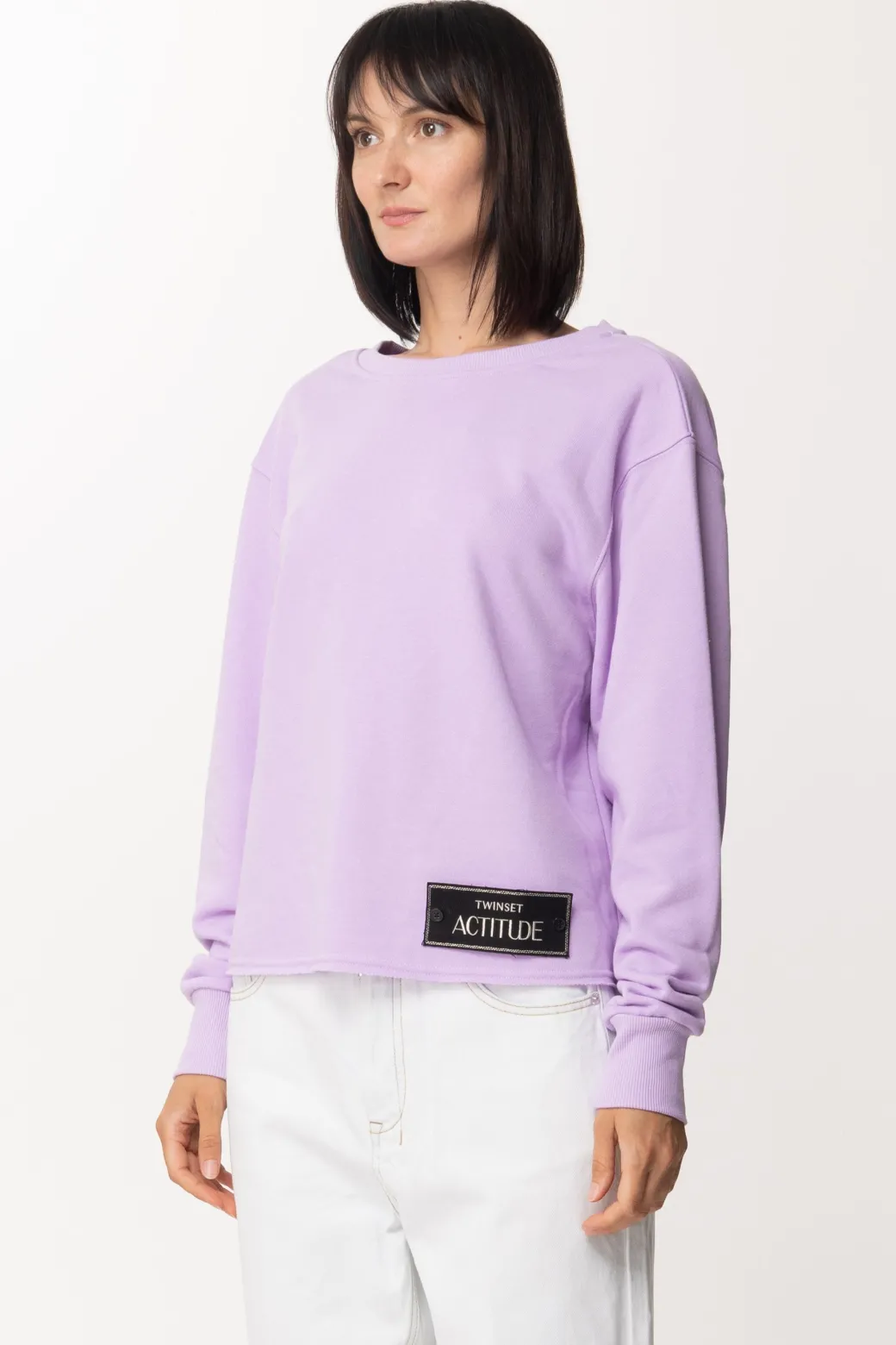 Twin-set Felpa con Scollo e Catena Sul RetroPASTEL LILAC