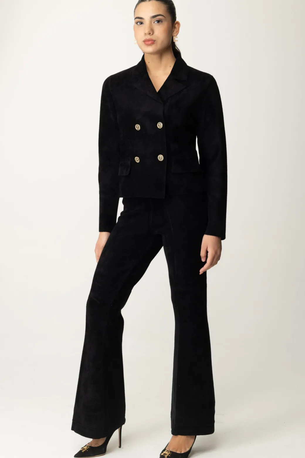 Twin-set Giacca Corta In Maglia con DoppiopettoNERO