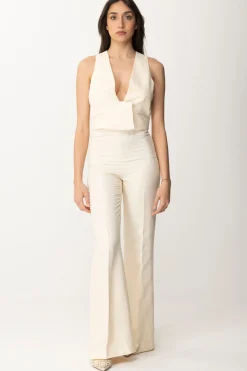 Twin-set Gilet Crop In Lino e ViscosaPARCHMENT