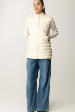 Twin-set Gilet Imbottito con Inserto In MagliaOLD WHITE