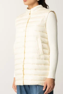 Twin-set Gilet Imbottito con Inserto In MagliaOLD WHITE