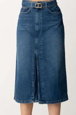 Twin-set Gonna Longuette In JeansDENIM