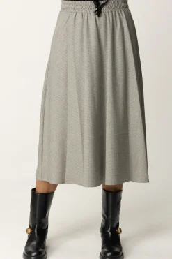 Twin-set Gonna Longuette In Pied De PouleMICRO PIEDE DE POULE NERO/NEVE