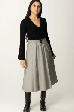 Twin-set Gonna Longuette In Pied De PouleMICRO PIEDE DE POULE NERO/NEVE