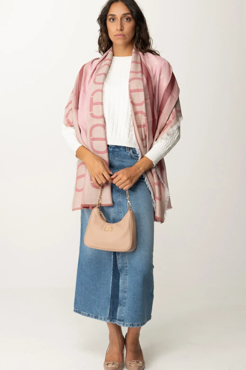 Twin-set Gonna Longuette In JeansDENIM