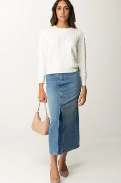 Twin-set Gonna Longuette In JeansDENIM