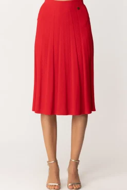 Twin-set Gonna Midi In Maglia SvasataROSSO LAVA