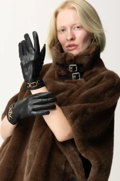 Twin-set Guanti In Pelle con Dettaglio LogoNERO