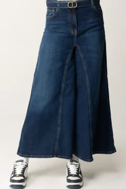 Twin-set Jeans Crop Svasati con CinturaDENIM SCURO