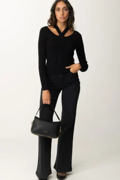 Twin-set Jeans Flare a Vita AltaDENIM NERO