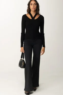 Twin-set Jeans Flare a Vita AltaDENIM NERO