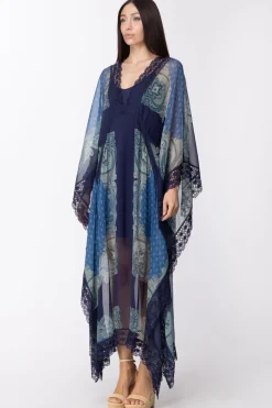 Twin-set Kaftano Lungo con Orli In Pizzo e SottovesteST.FOULARD CACHEMIRE NAUTICAL