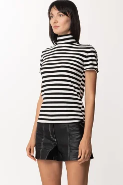 Twin-set Lupetto In Maglia a RigheRIGA NEVE/NERO