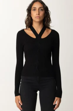 Twin-set Maglia a Costine con Cut-outNERO