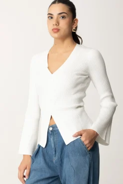 Twin-set Maglia a Costine con Incrocio FrontaleNEVE