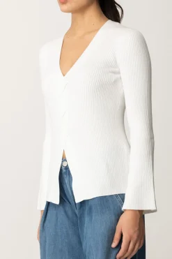 Twin-set Maglia a Costine con Incrocio FrontaleNEVE