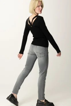 Twin-set Maglia a Costine con Dettaglio Sul RetroNERO