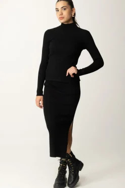 Twin-set Maglia a Lupetto con Apertura Sul RetroNERO