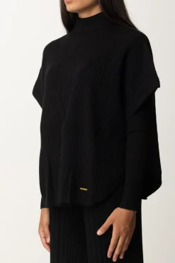 Twin-set Maglia a Poncho con SpacchiNERO