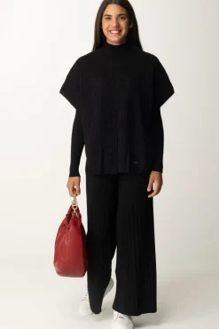 Twin-set Maglia a Poncho con SpacchiNERO