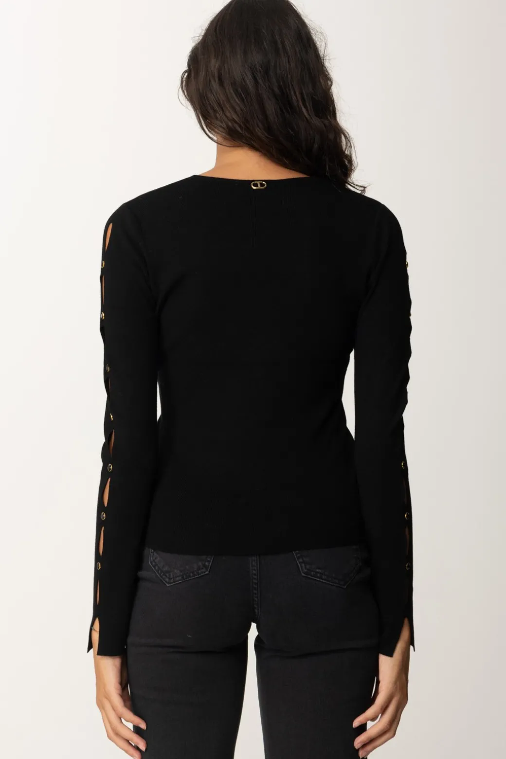 Twin-set Maglia con Aperture e BorchietteNERO