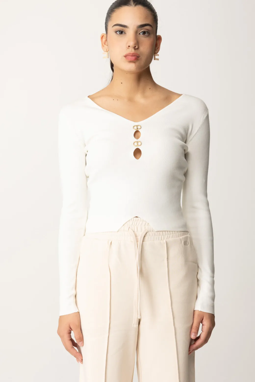 Twin-set Maglia con Dettagli LogatiNEVE