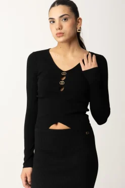 Twin-set Maglia con Dettagli LogatiNERO