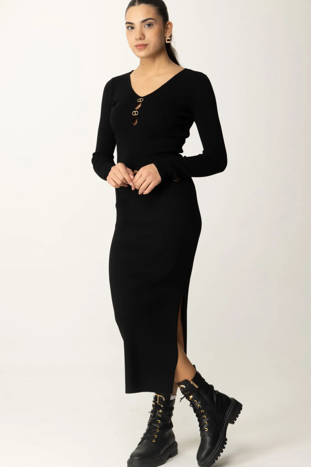 Twin-set Maglia con Dettagli LogatiNERO