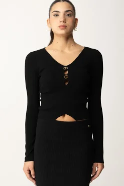 Twin-set Maglia con Dettagli LogatiNERO