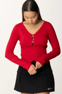 Twin-set Maglia con Dettagli LogatiROSSO VENEZIANO
