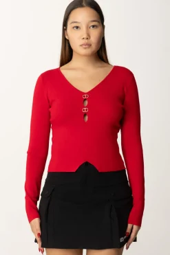 Twin-set Maglia con Dettagli LogatiROSSO VENEZIANO
