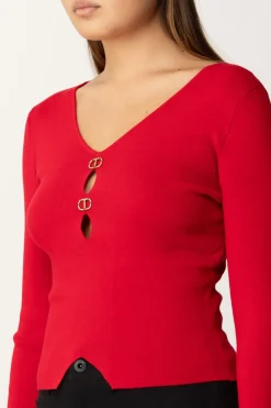 Twin-set Maglia con Dettagli LogatiROSSO VENEZIANO