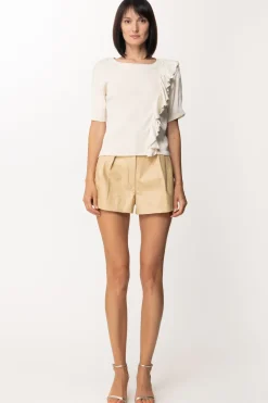 Twin-set Maglia con Inserto e Volant In RasoNEVE