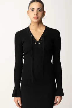 Twin-set Maglia con Intreccio Alla ScollaturaNERO