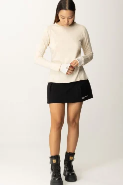 Twin-set Maglia con Logo Sui PolsiniBIC.LIGHT BEIGE/NEVE