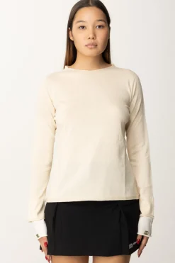 Twin-set Maglia con Logo Sui PolsiniBIC.LIGHT BEIGE/NEVE