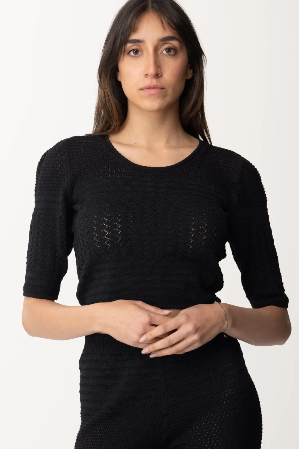 Twin-set Maglia con Mix Di PuntiNERO