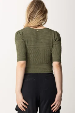 Twin-set Maglia con Mix Di PuntiGRAY GREEN SCURO