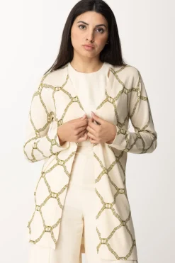 Twin-set Maxi Cardigan con StampaST.OVAL T CHAINS NEVE