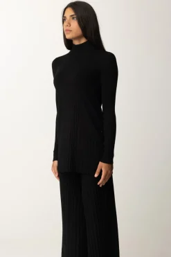 Twin-set Maxi Maglia Plissé con BottoniNERO