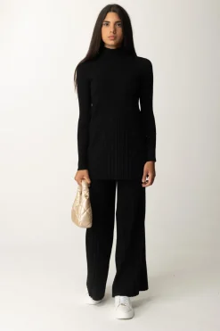 Twin-set Maxi Maglia Plissé con BottoniNERO